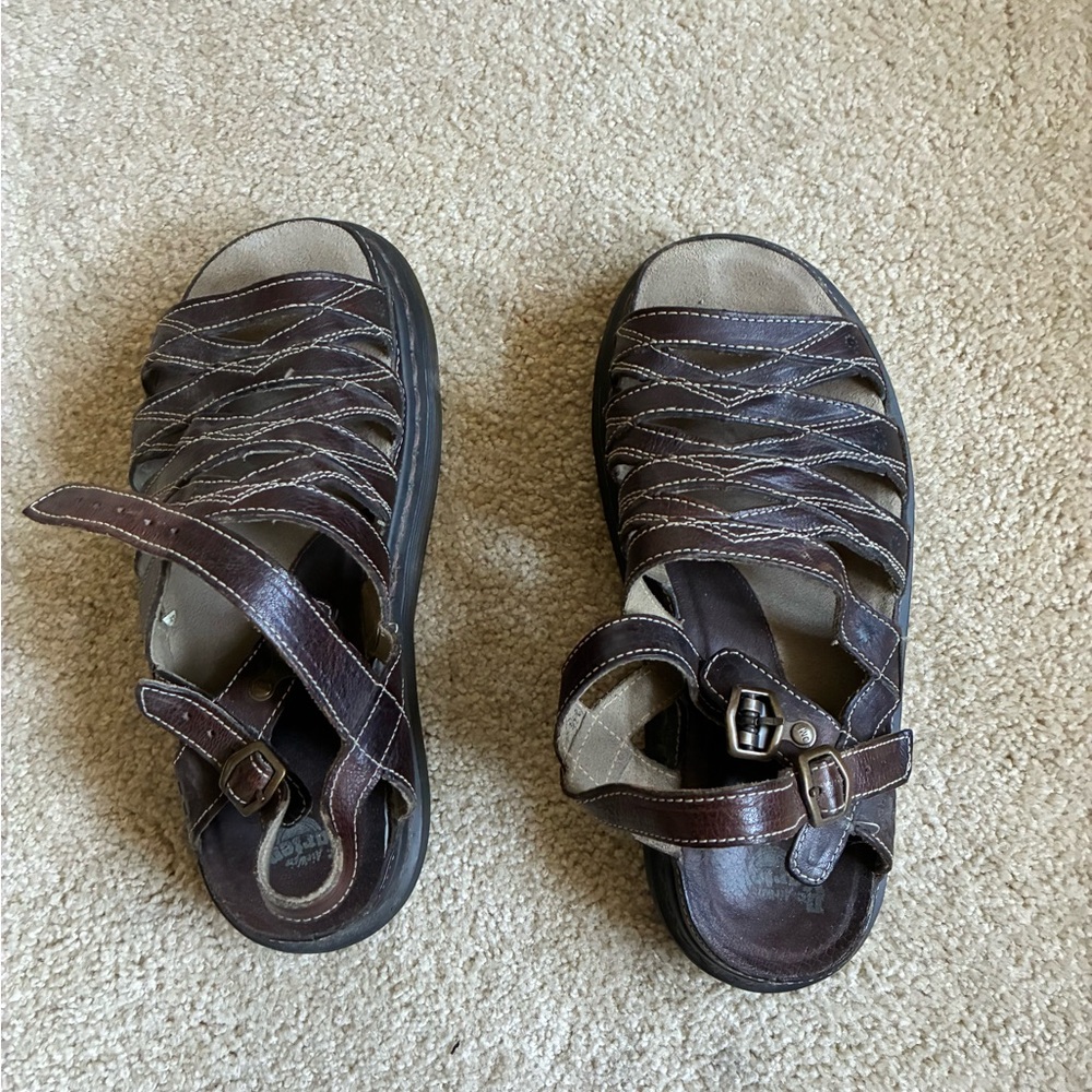 Dark Brown Strappy Sandals with Buckle